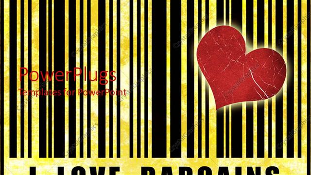  Presentation with heart love - Large i love bargains text with red heart and black stripes