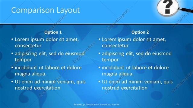 Comparison presentation slide layout