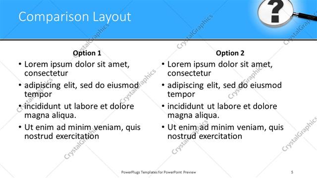 Comparison presentation slide layout