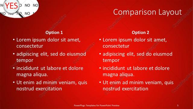 Comparison presentation slide layout