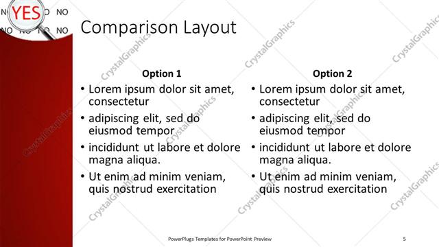Comparison presentation slide layout