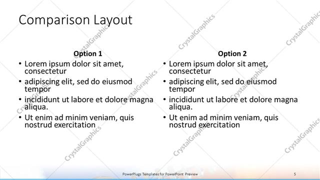 Comparison presentation slide layout