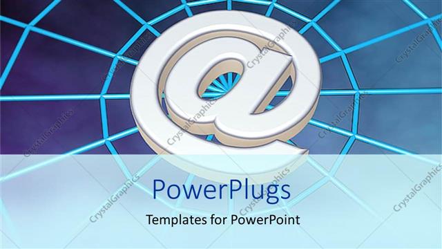  Presentation with email - Large metallic email symbol on web patterned background