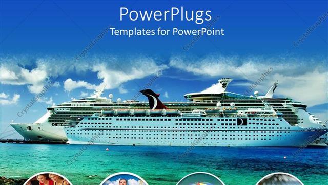  Presentation with cruise ship - Large modern cruise ship. lots of free space for text
