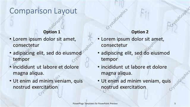 Comparison presentation slide layout