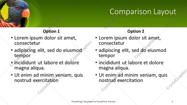 Comparison presentation slide layout