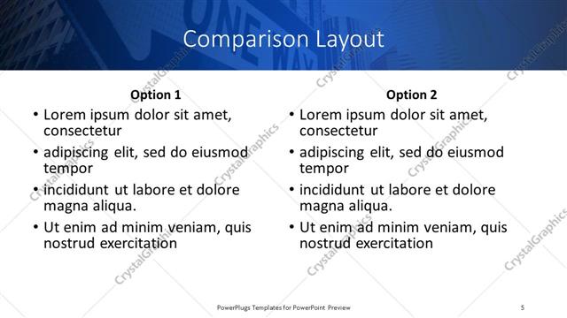 Comparison presentation slide layout