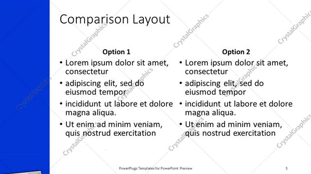 Comparison presentation slide layout
