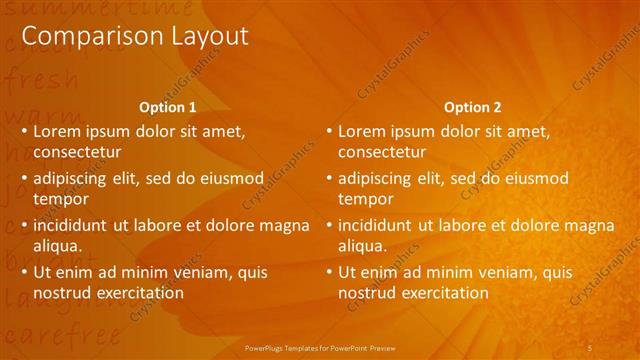 Comparison presentation slide layout
