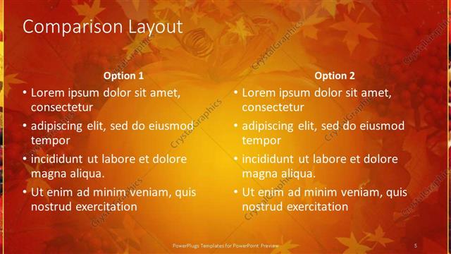 Comparison presentation slide layout