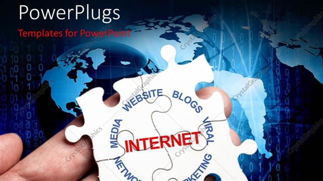  Presentation with related - A large palm with a solved puzzle spelling out some internet related words