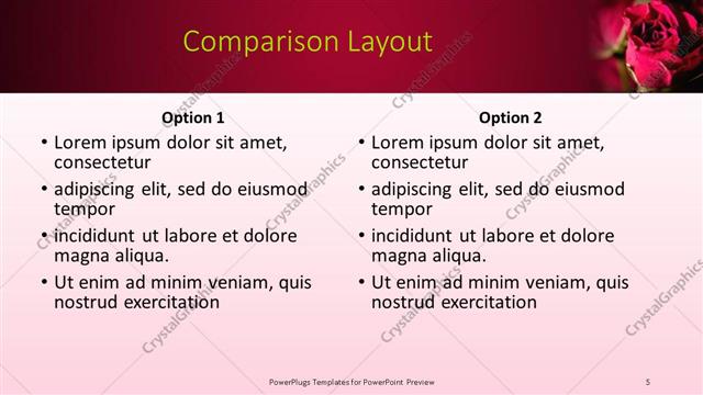 Comparison presentation slide layout