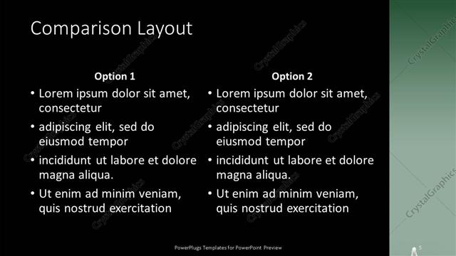Comparison presentation slide layout