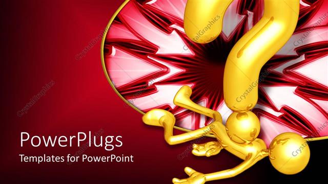  Presentation with crushing - Large question mark symbol crushing gold plated 3D man