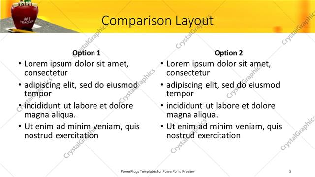 Comparison presentation slide layout