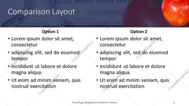 Comparison presentation slide layout