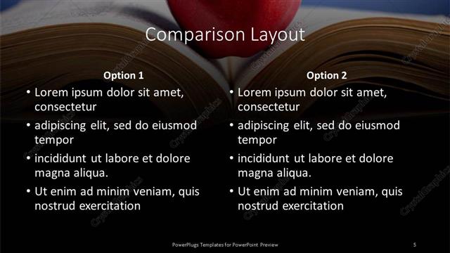 Comparison presentation slide layout