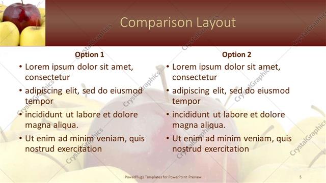 Comparison presentation slide layout