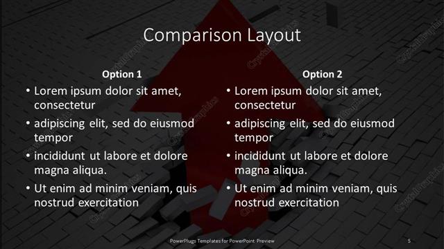 Comparison presentation slide layout
