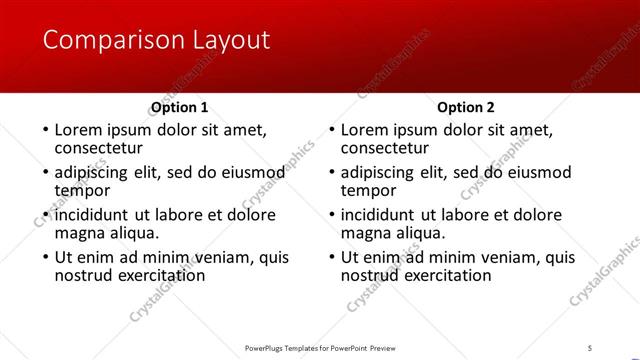 Comparison presentation slide layout