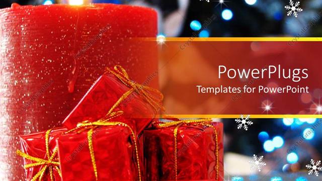  Presentation with candle - A large red candle with some small red gift boxes