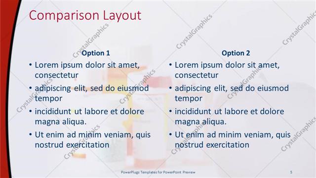 Comparison presentation slide layout