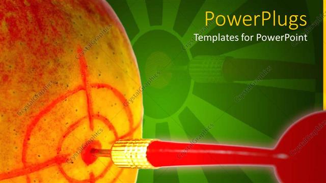  Presentation with red gold - A large red colored dart on a gold colored target