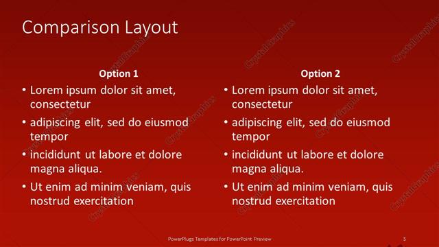Comparison presentation slide layout