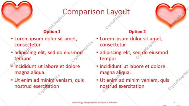 Comparison presentation slide layout