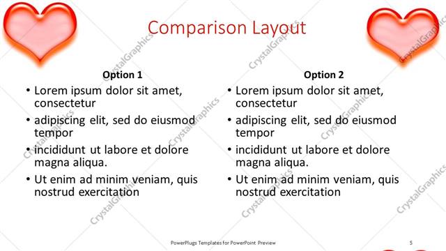 Comparison presentation slide layout