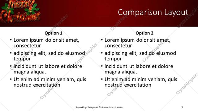 Comparison presentation slide layout