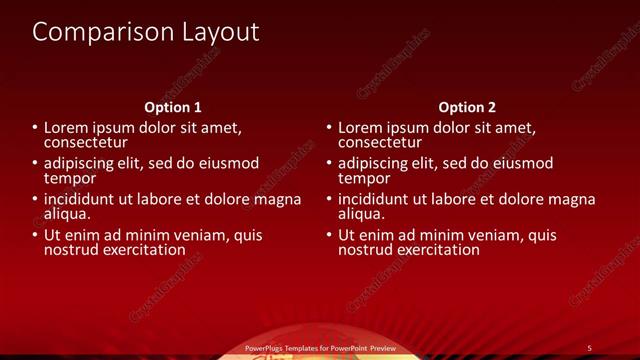 Comparison presentation slide layout