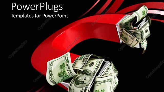  Presentation with magnet - Large red U shaped magnet with money on both ends