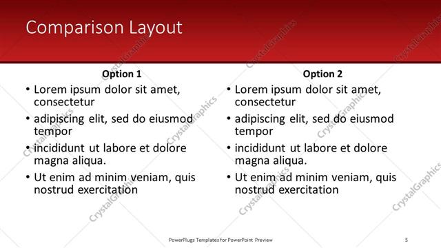 Comparison presentation slide layout
