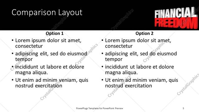 Comparison presentation slide layout