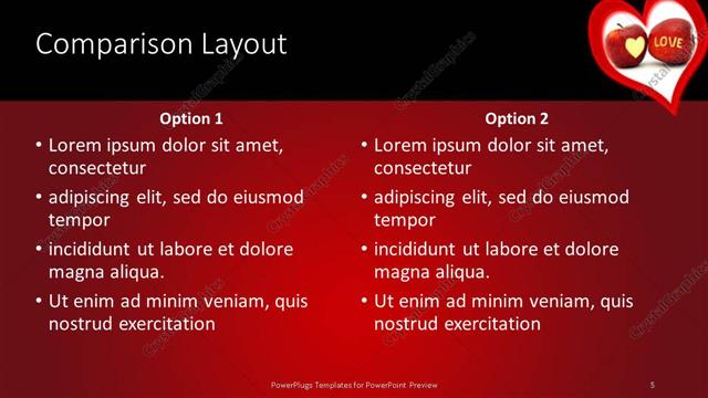 Comparison presentation slide layout