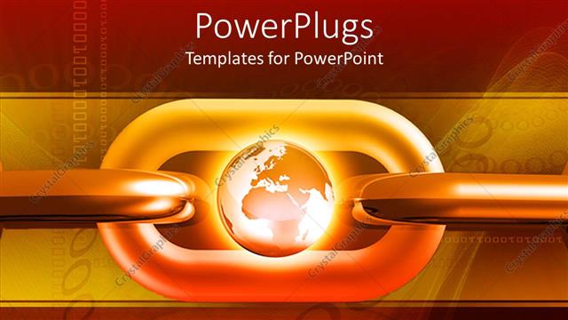  Presentation with shining - Large red and yellow chain with a gold shining globe