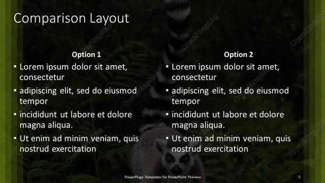 Comparison presentation slide layout