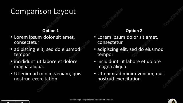 Comparison presentation slide layout