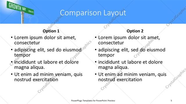 Comparison presentation slide layout