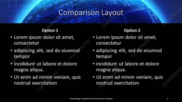 Comparison presentation slide layout