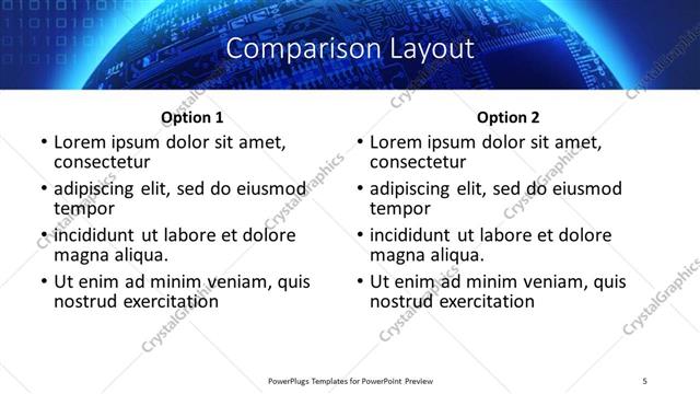 Comparison presentation slide layout