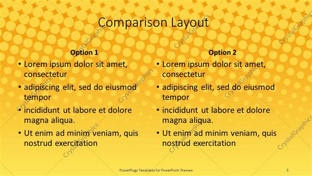 Comparison presentation slide layout