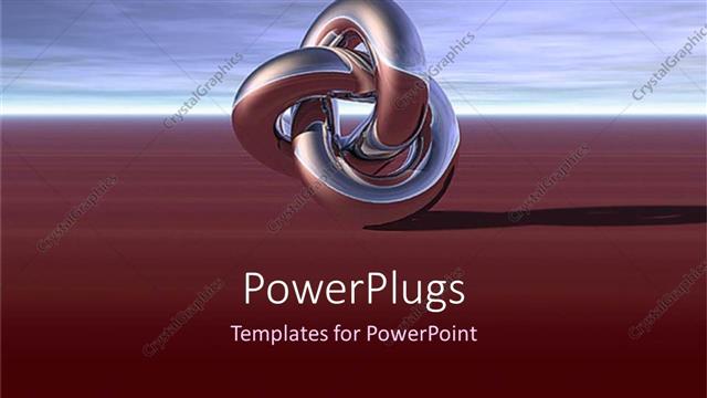  Presentation with plain - A large silver interlinked rings on a plain brown surface