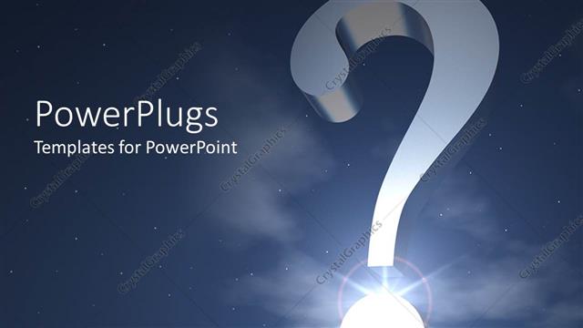  Presentation with silver - Large silver question mark in front of blue sky