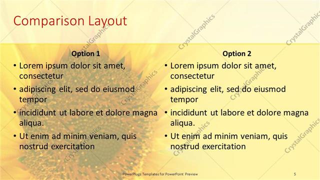 Comparison presentation slide layout