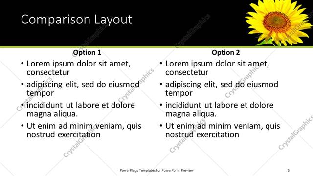 Comparison presentation slide layout