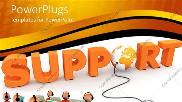  Presentation with support - Large Support text with a mouse connected to an earth globe