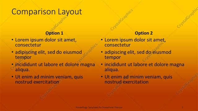 Comparison presentation slide layout