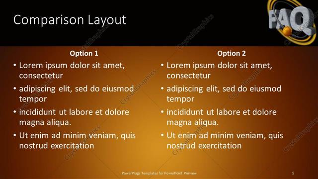 Comparison presentation slide layout